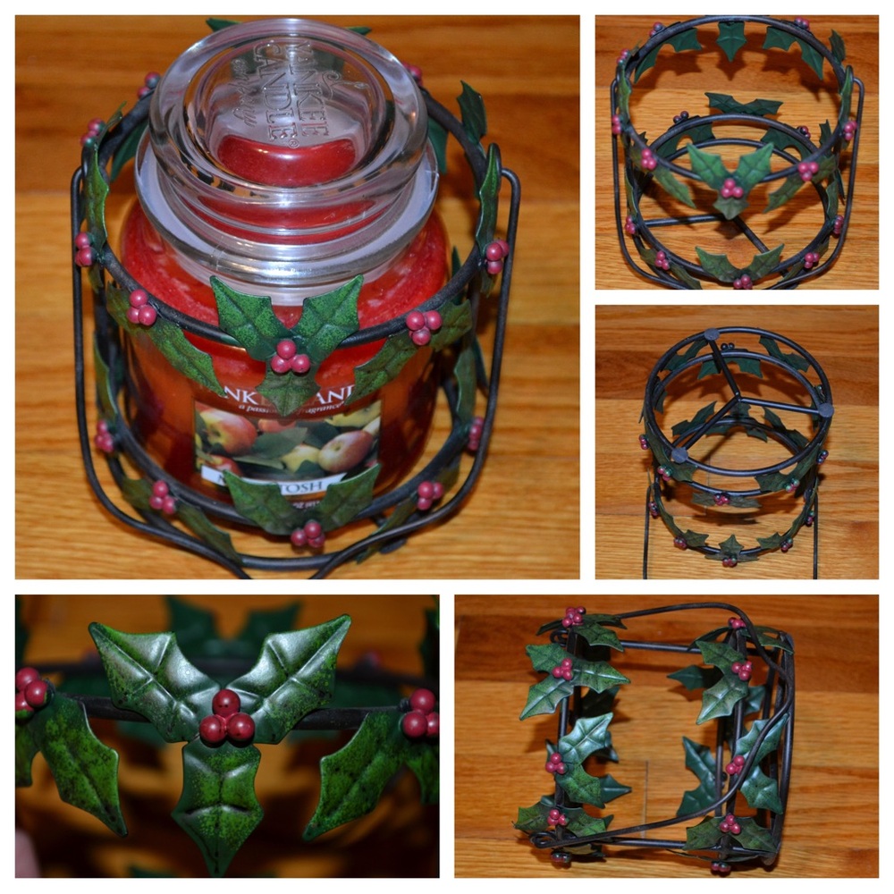 Yankee Candle Holiday Candle Holder with Holly Design